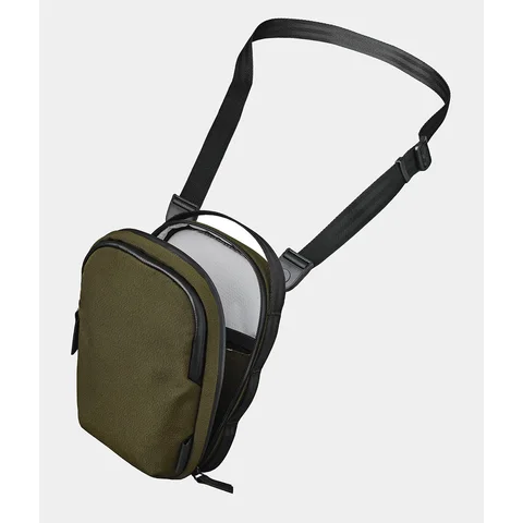 ALPAKA Metro Sling V2 in Army Green Axoflux 300D, front view.