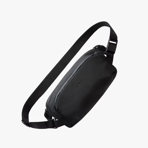 Black Bellroy Venture Ready Sling 2.5L, front view.